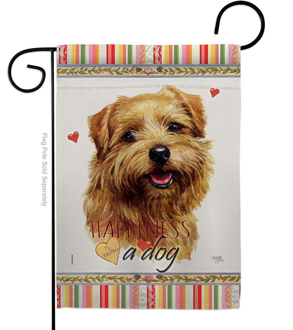 Tan Norfolk Terrier Happiness Garden Flag
