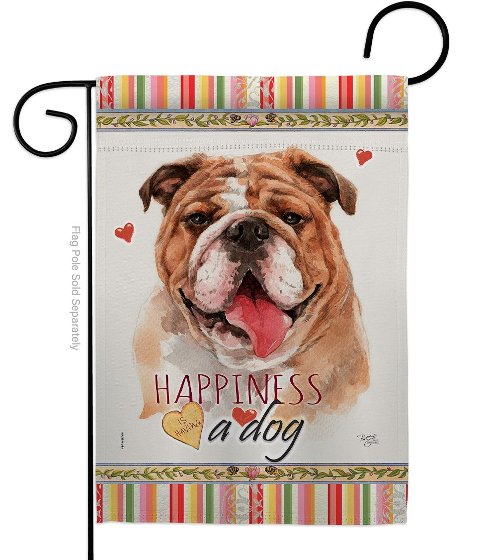Bulldog Happiness Garden Flag
