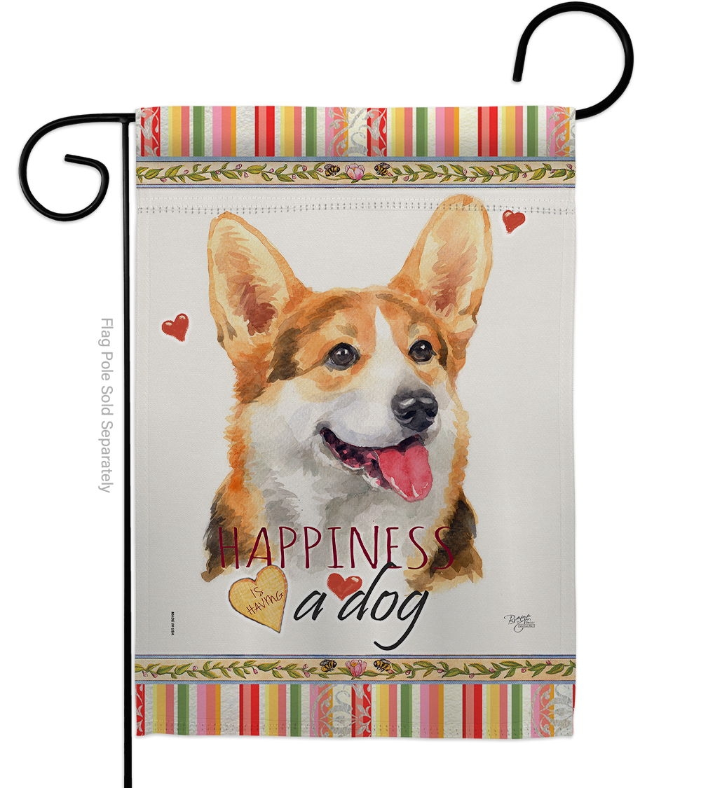 Pembroke Welsh Corgi Happiness Garden Flag