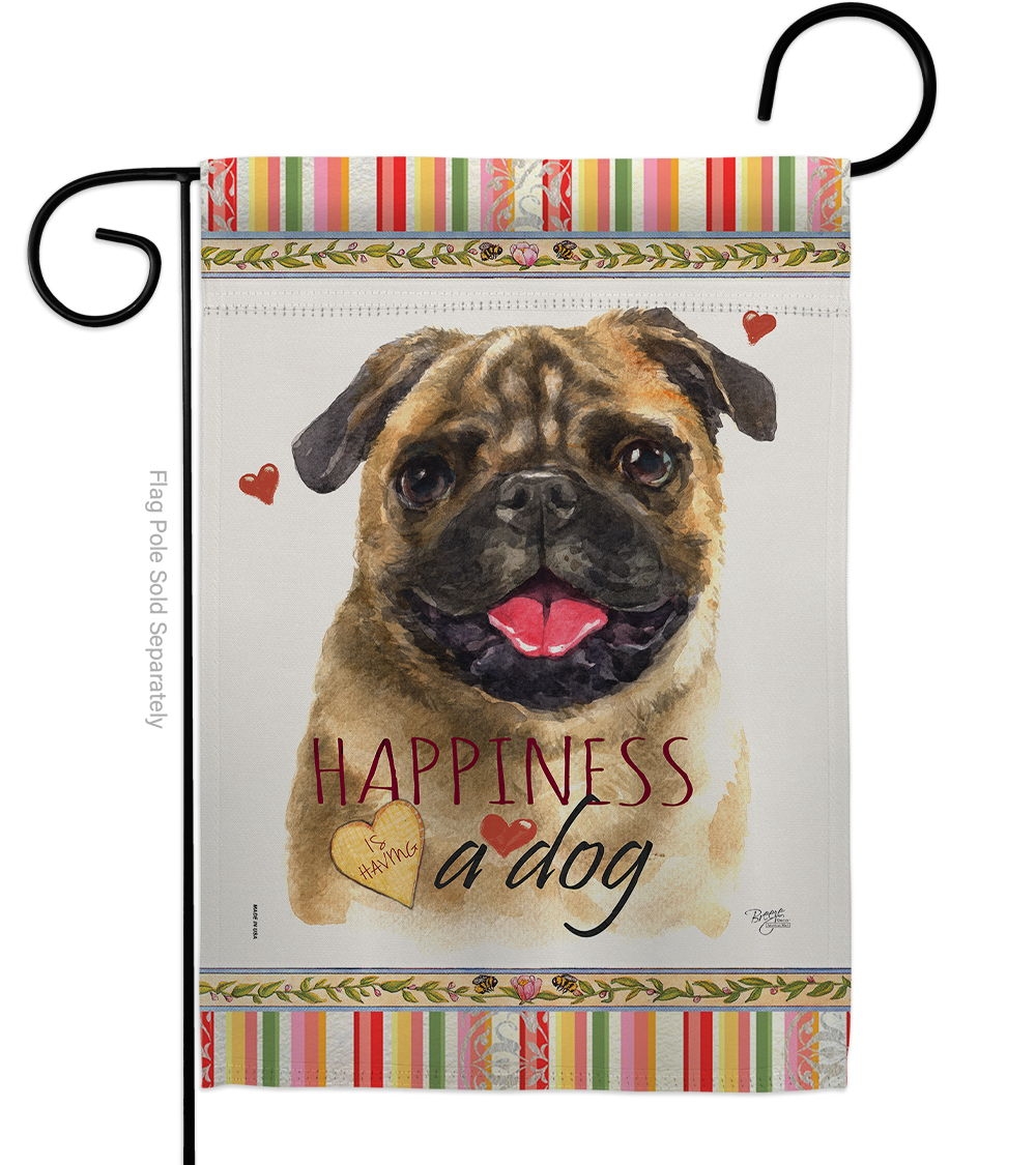 Pug Happiness Garden Flag
