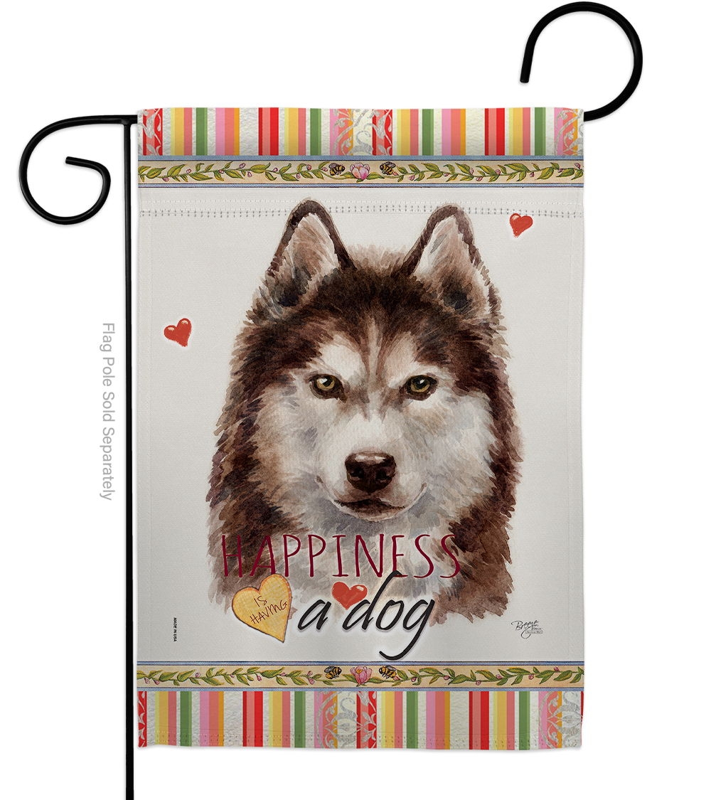 Brown Siberian Husky Happiness Garden Flag