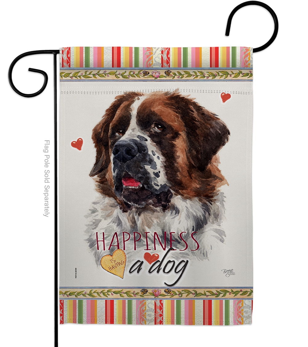 St. Bernard Dog Happiness Garden Flag
