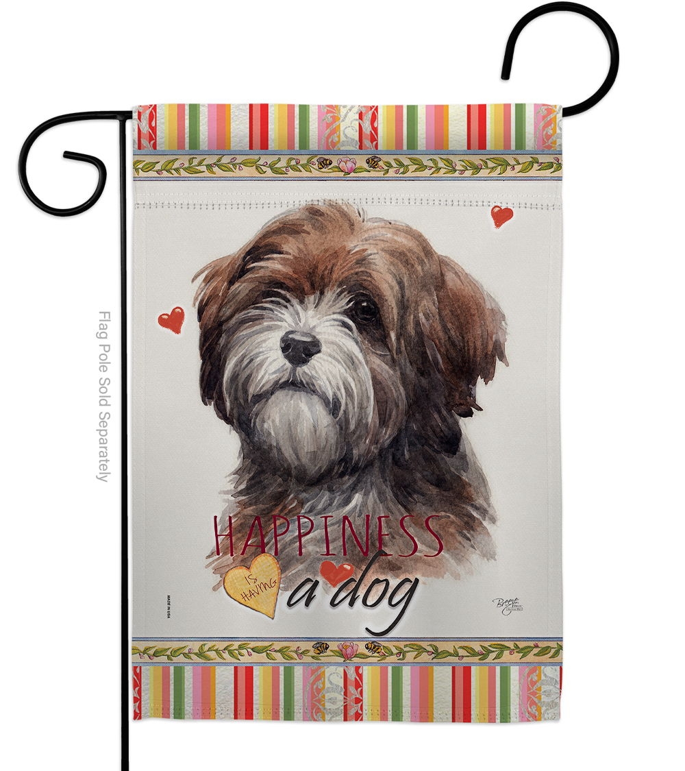 Brown Tibetan Terrier Happiness Garden Flag