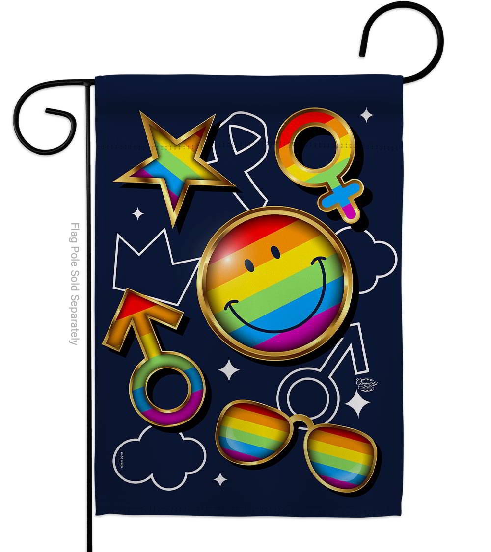 Happy Face Pride Garden Flag