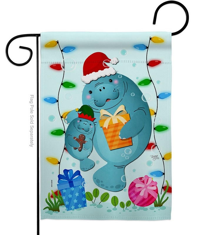 Manatees Christmas Garden Flag