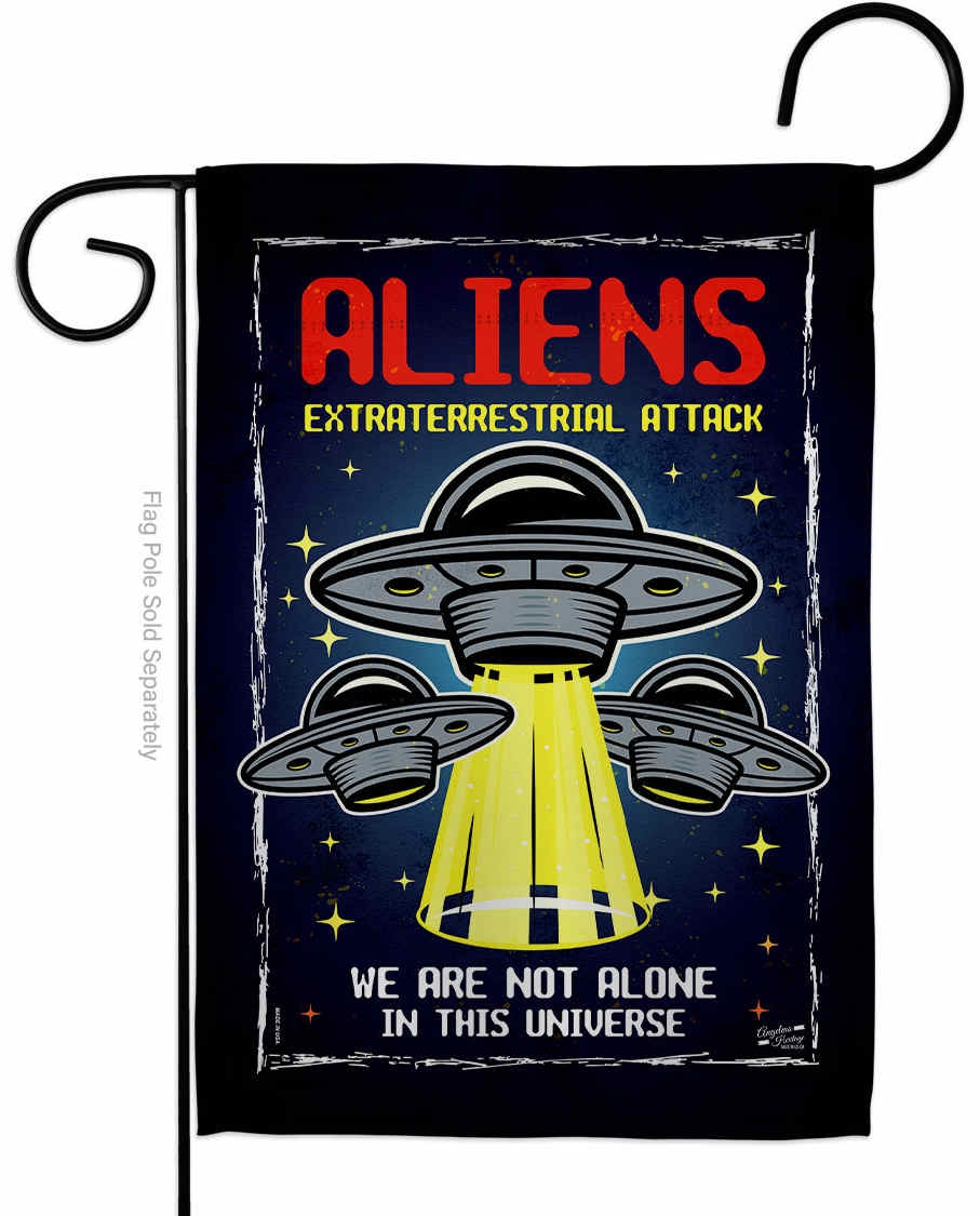 Aliens Attack Garden Flag