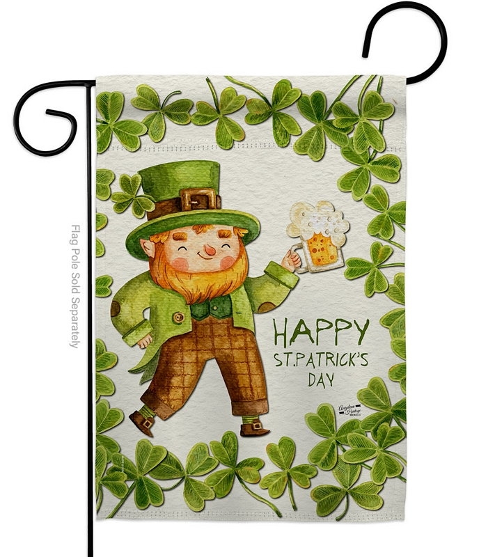 Happy Leprechaun Garden Flag