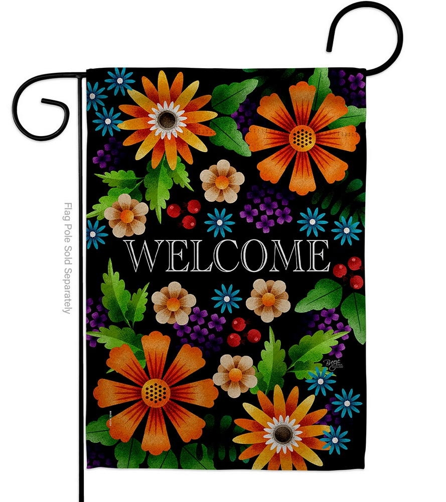 Mix Flower Welcome Garden Flag