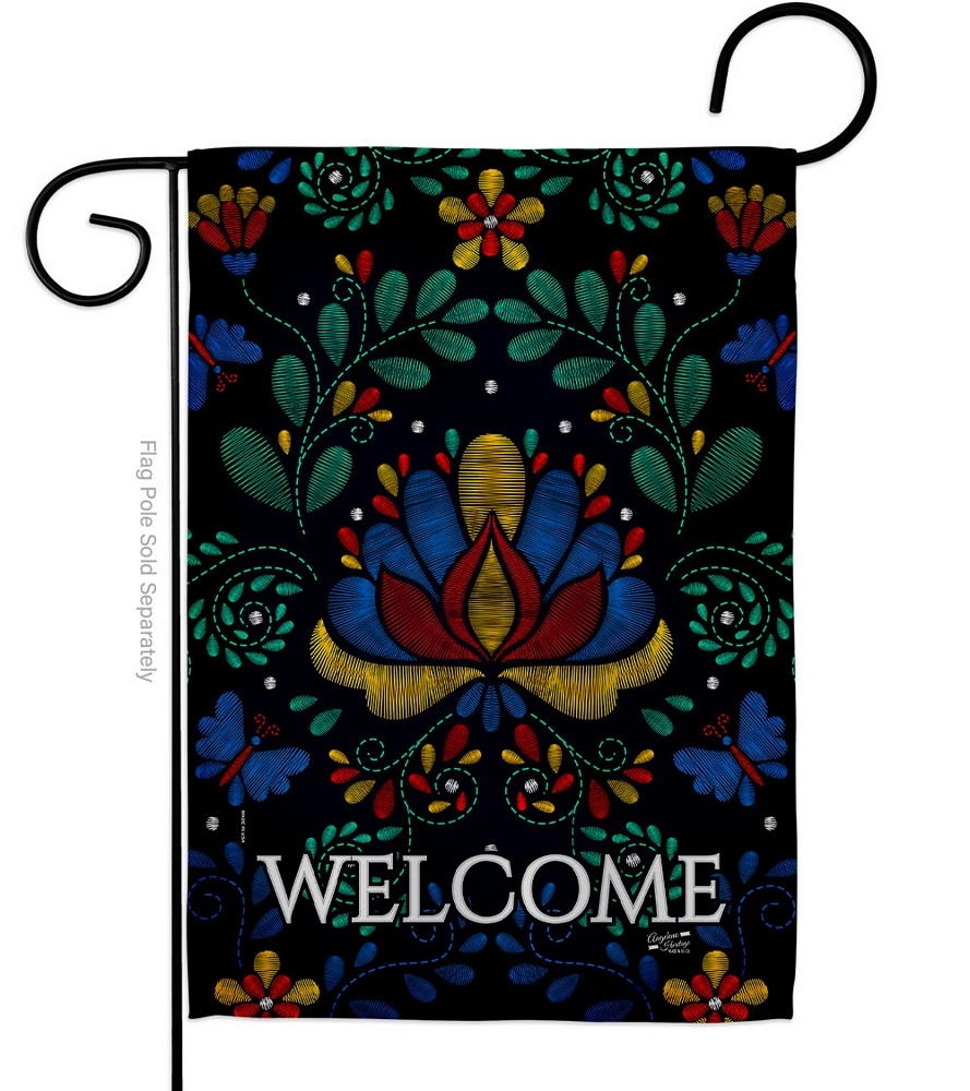 Welcome Embroider Garden Flag