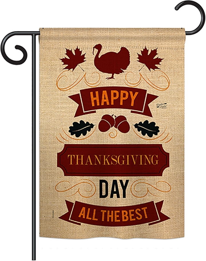 Thanksgiving Day The Best Double Burlap Garden Flag