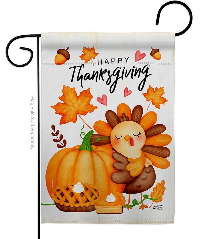 Happy Cute Turkey Garden Flag