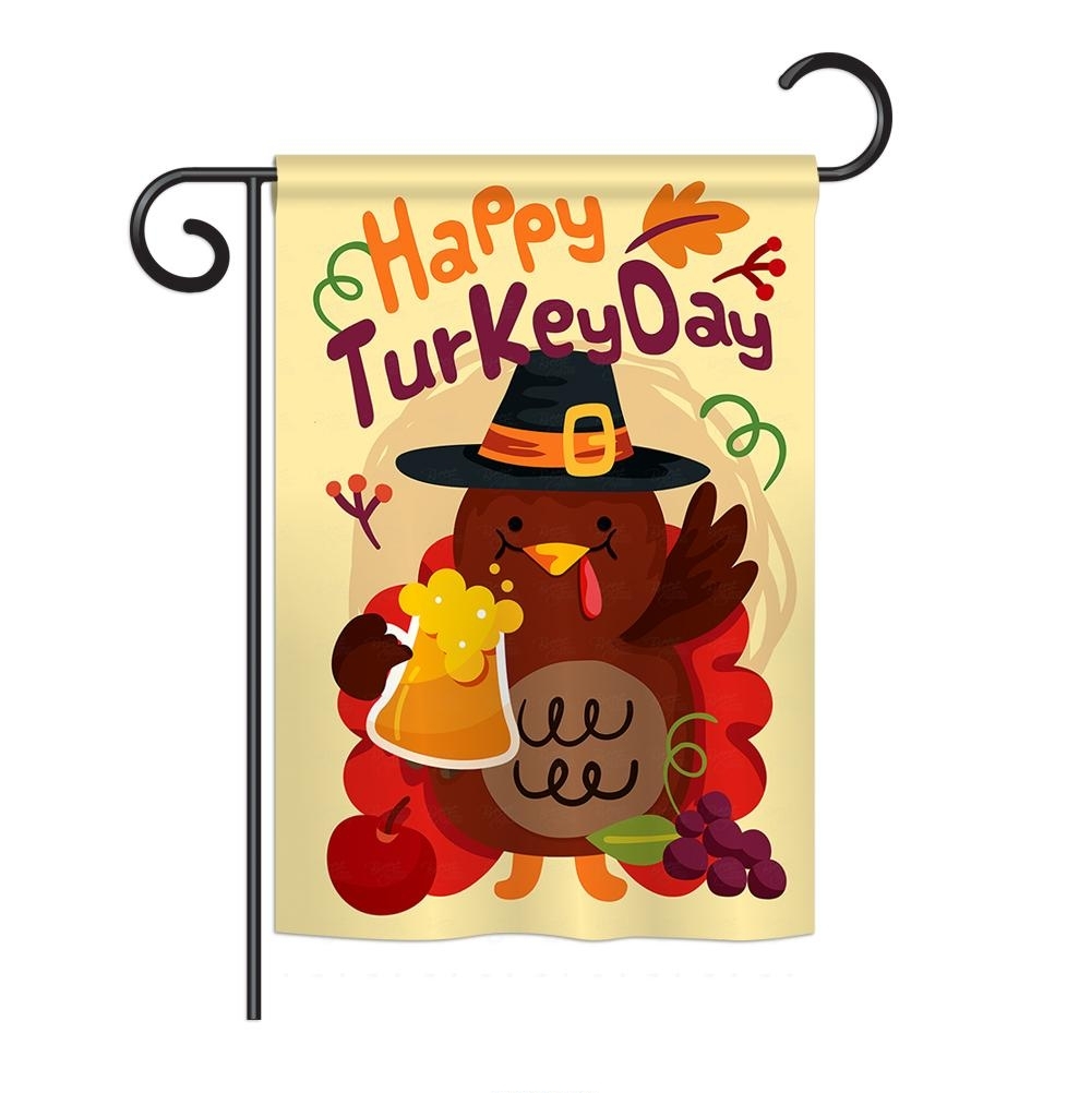 Happy Turkey Day Garden Flag