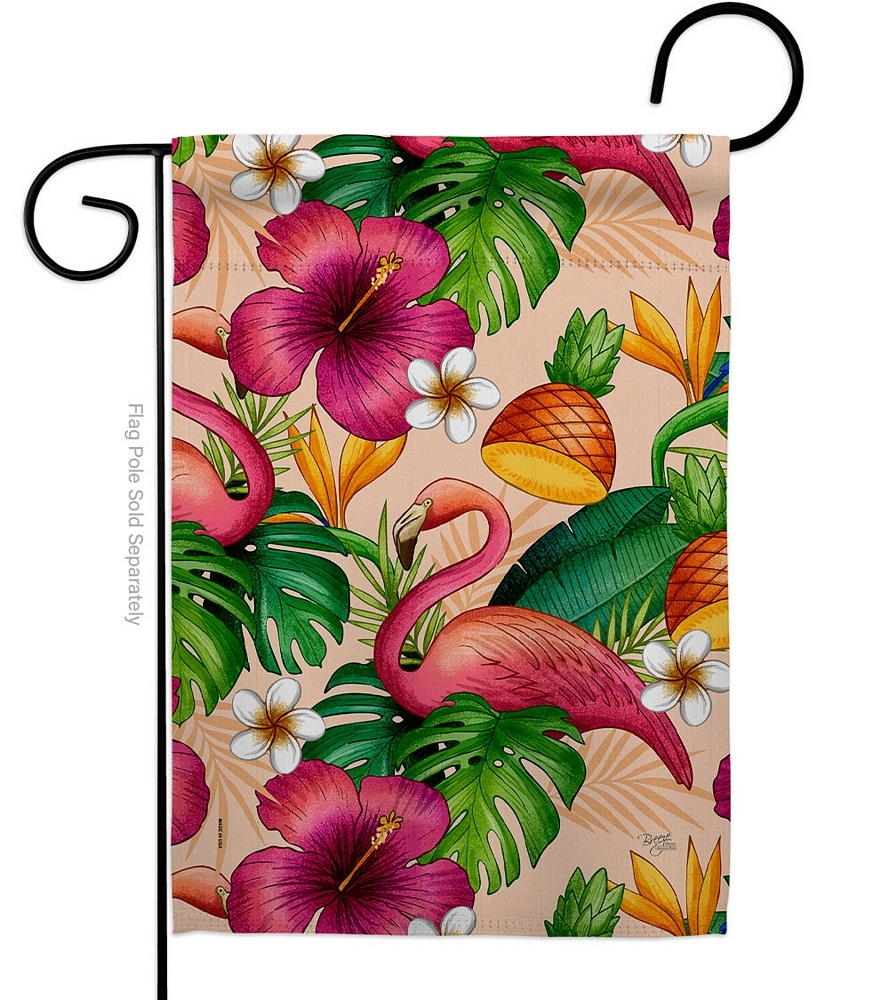 Tropical Flamingo Fun Garden Flag