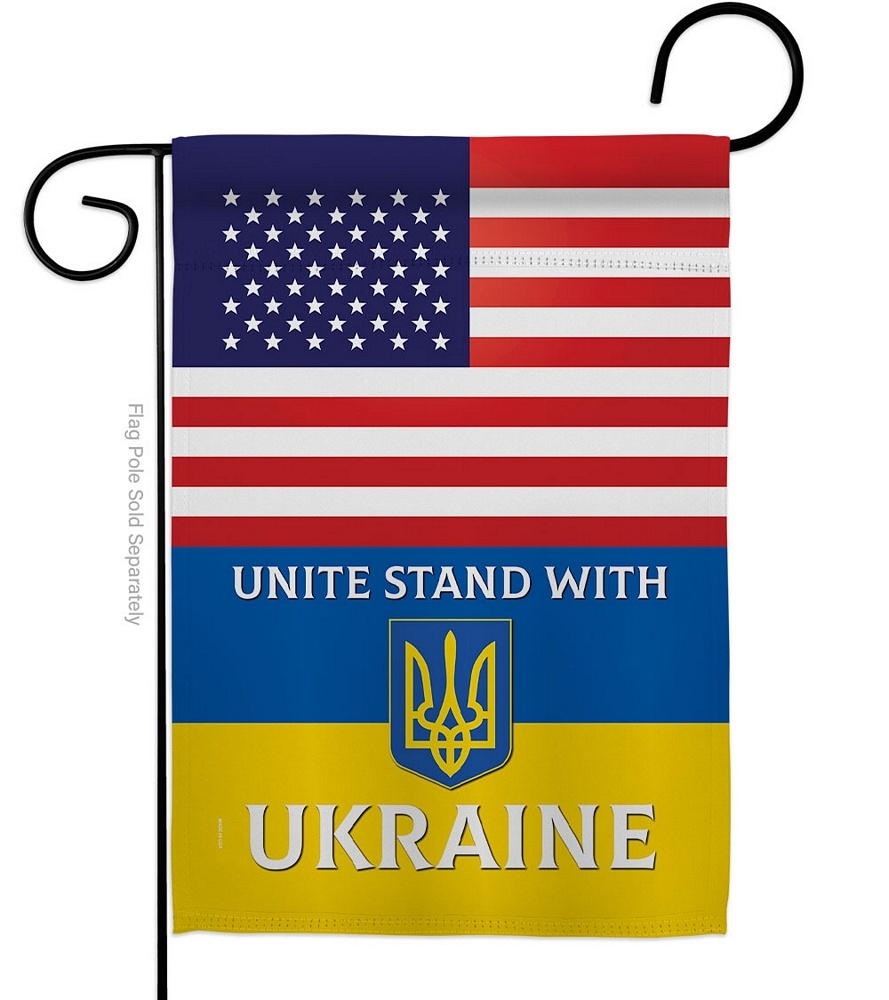 US Stand With Ukraine Garden Flag