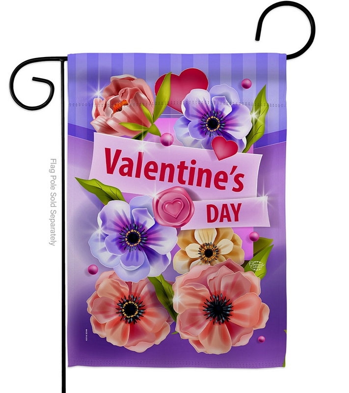 Valentines Floral Garden Flag