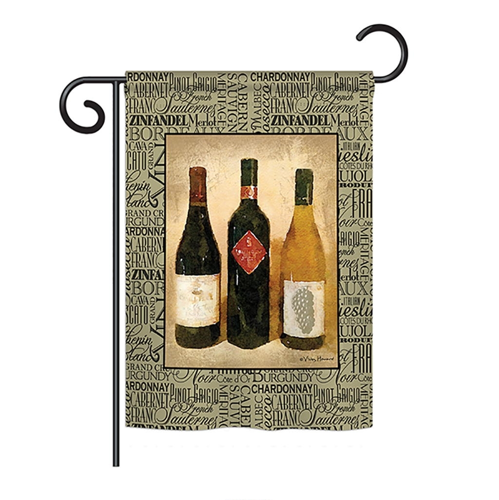 3 Wine Bottles Garden Flag