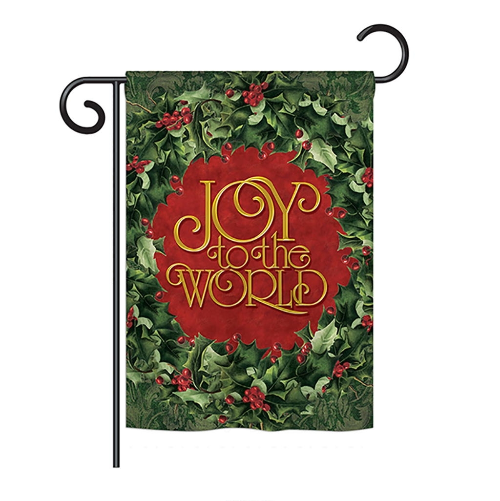 Joy To The World Wreath Garden Flag