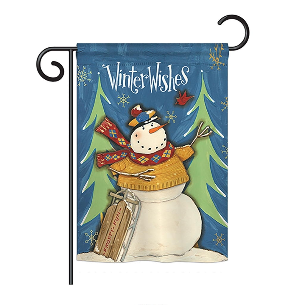 Winter Wishes Snowman Garden Flag