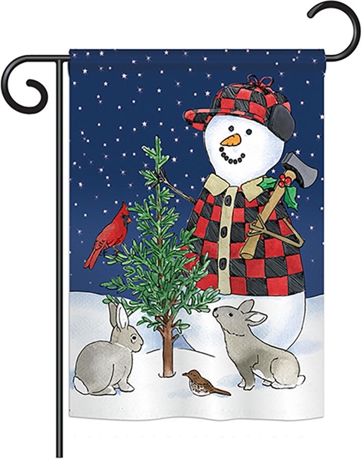 Lumberjack Snowmen Garden Flag