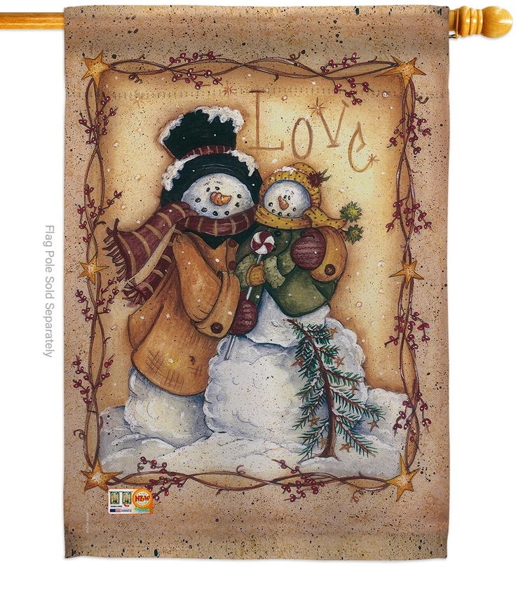 Christmas Love Snowman House Flag