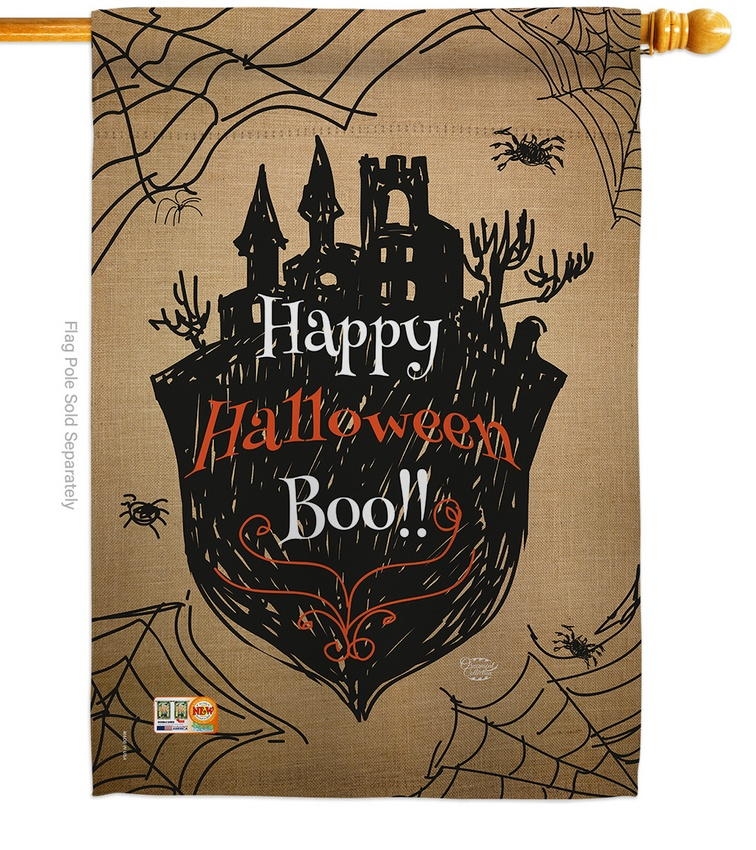 Happy Halloween Boo House Flag