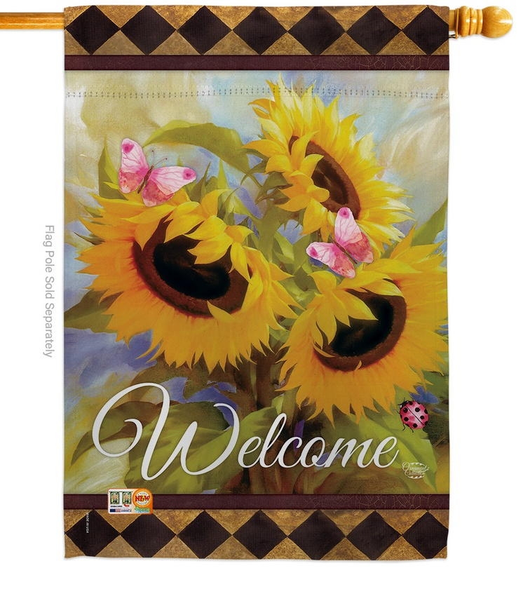 Welcome Sunflower Spring House Flag