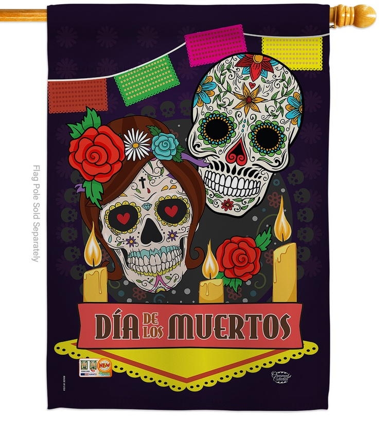 Dia De Los Muertos Decorative House Flag