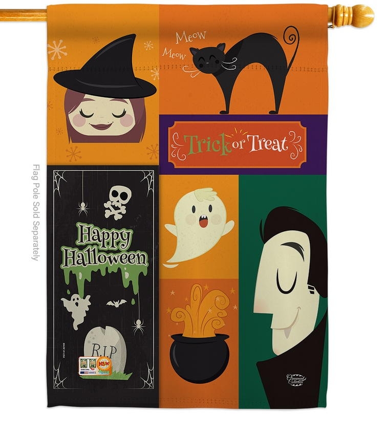 Halloween Trick Or Treat House Flag