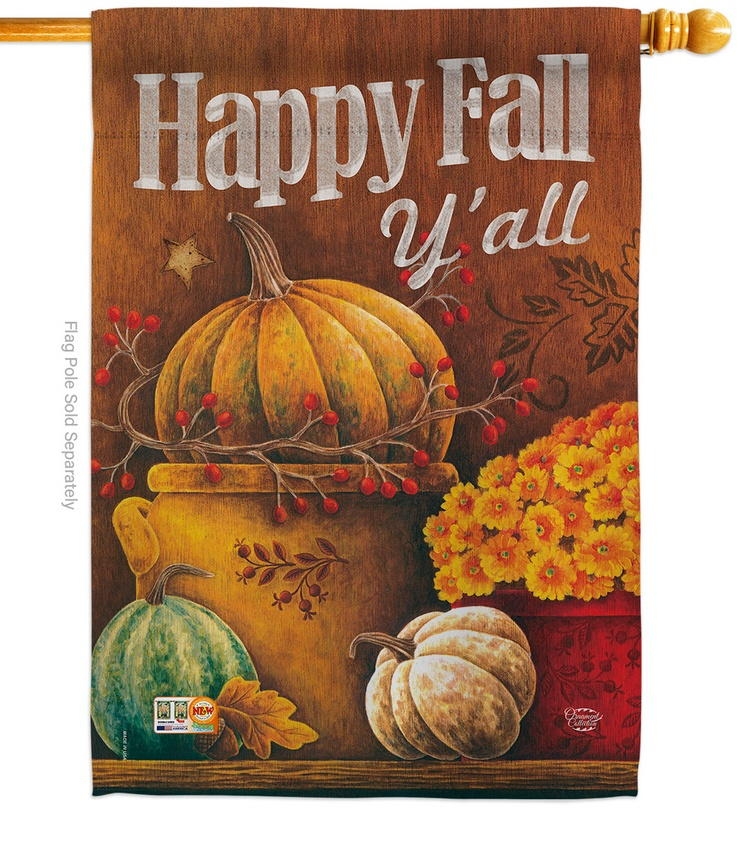 Happy Fall Y\'ll Pumpkins House Flag