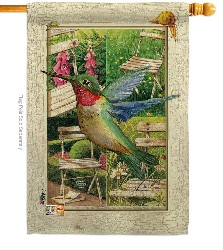 Hummingbird Garden House Flag