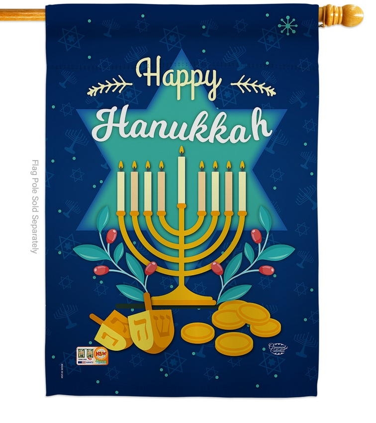 Happy Hanukkah Decorative House Flag