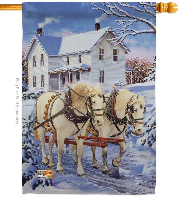 Winter Horses Decorative House Flag