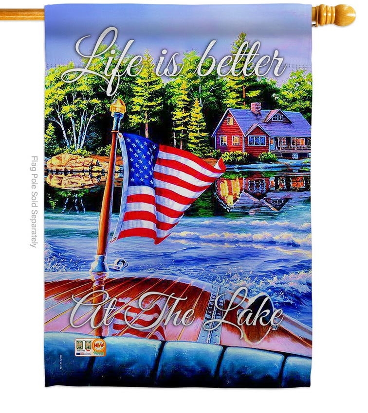 Better At The Lake Decorative House Flag