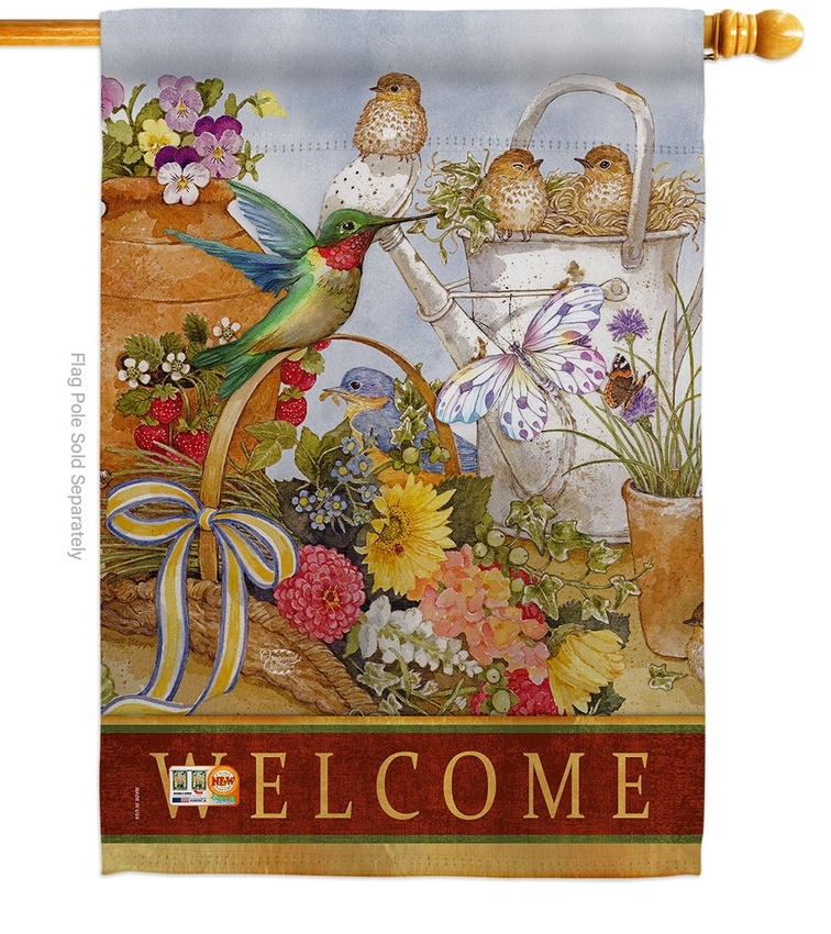 Welcome Spring Birds Decorative House Flag