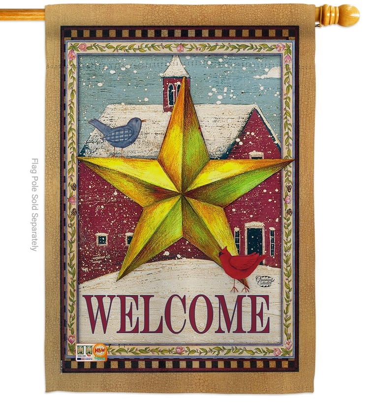 Welcome Winter Farm House Flag