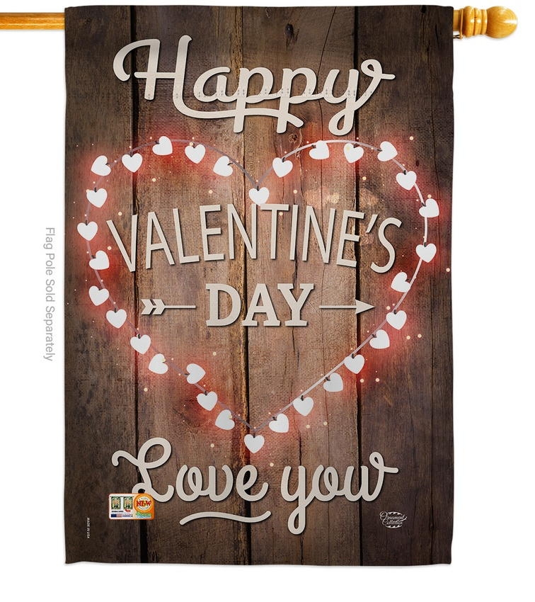 Happy Valentine\'s Day Decorative House Flag