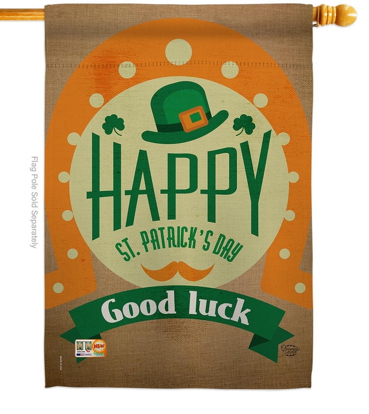 Good Luck St. Patrick's Day Decorative House Flag