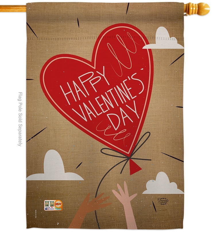 Sweet Valentine\'s Day Balloon House Flag