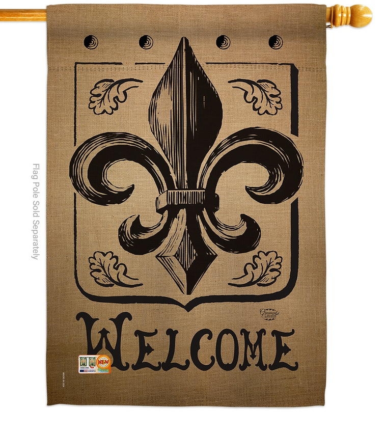 Welcome Fleur De Lys House Flag