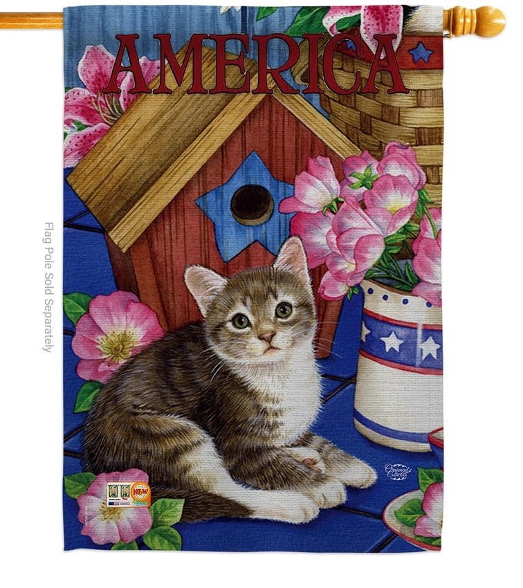 America Proud Kitten Cat House Flag