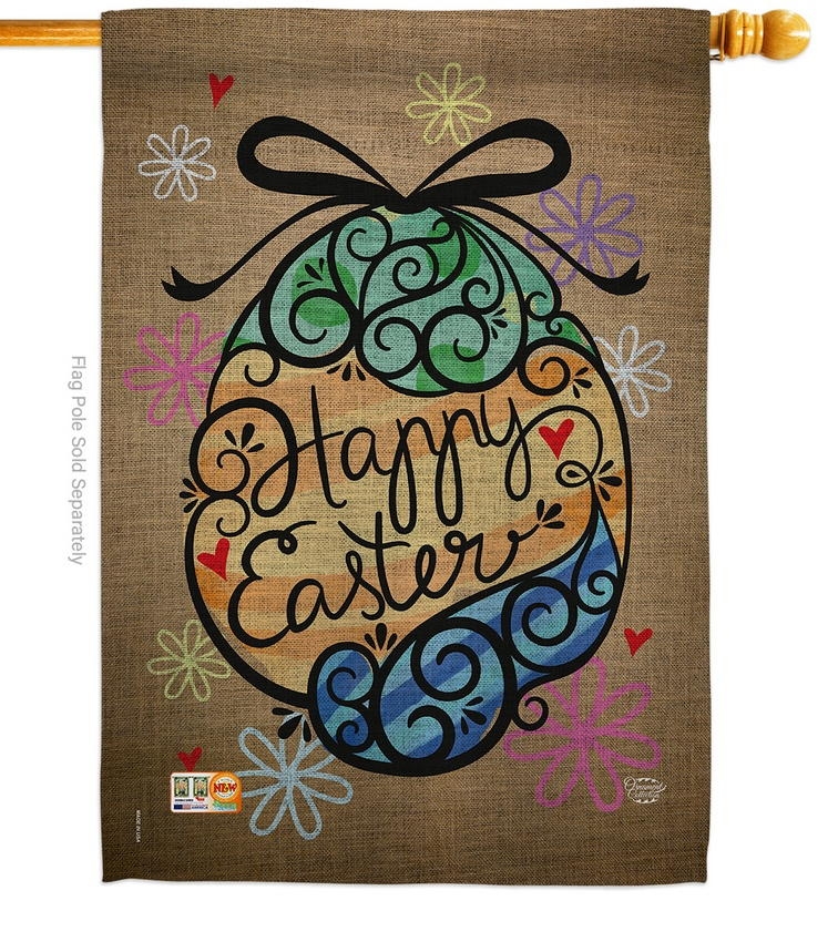 Colourful Happy Easter Egg House Flag