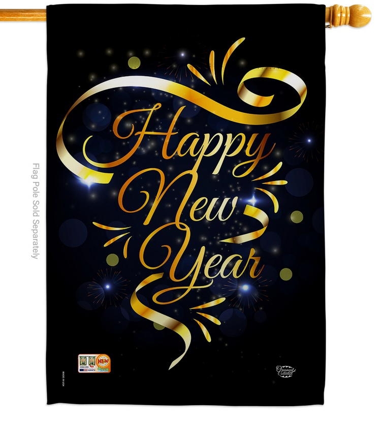 Gold Happy New Year House Flag