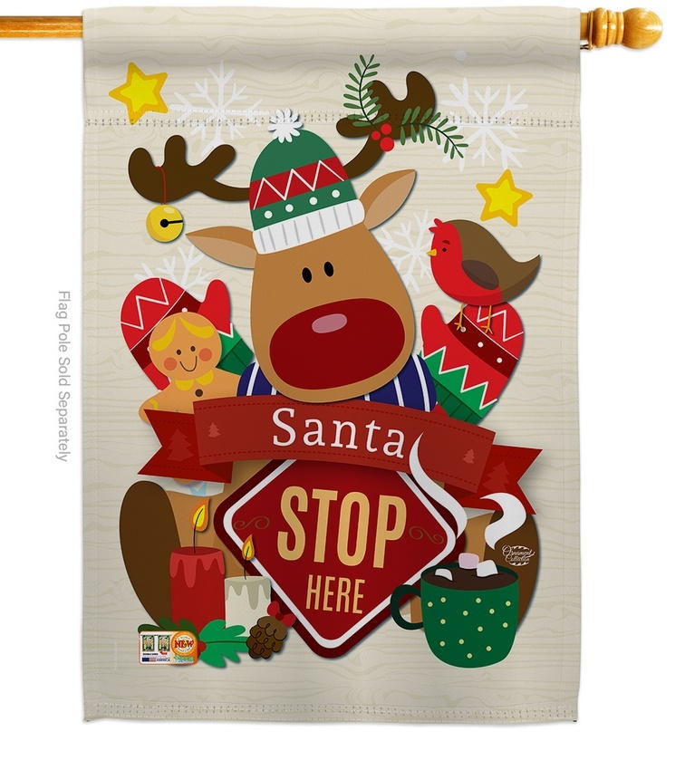 Santa Stop Here Decorative House Flag