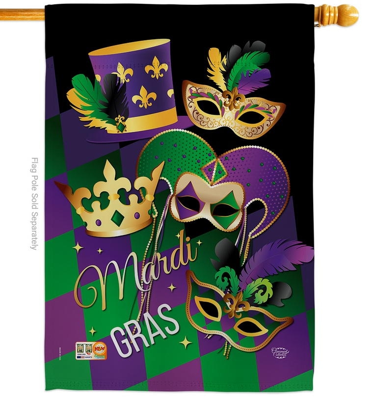 Mardi Gras Decorative House Flag