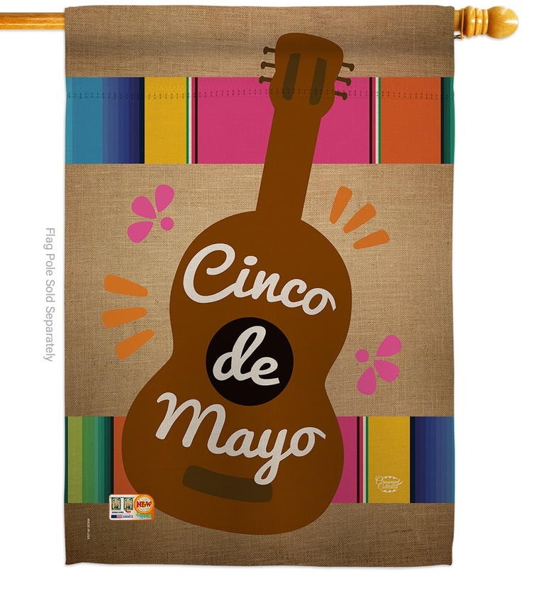 Celebrate Guitarron Cinco de Mayo House Flag