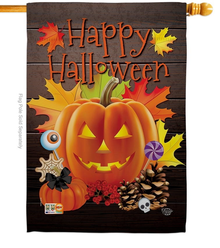 Evil Halloween Pumpkin House Flag