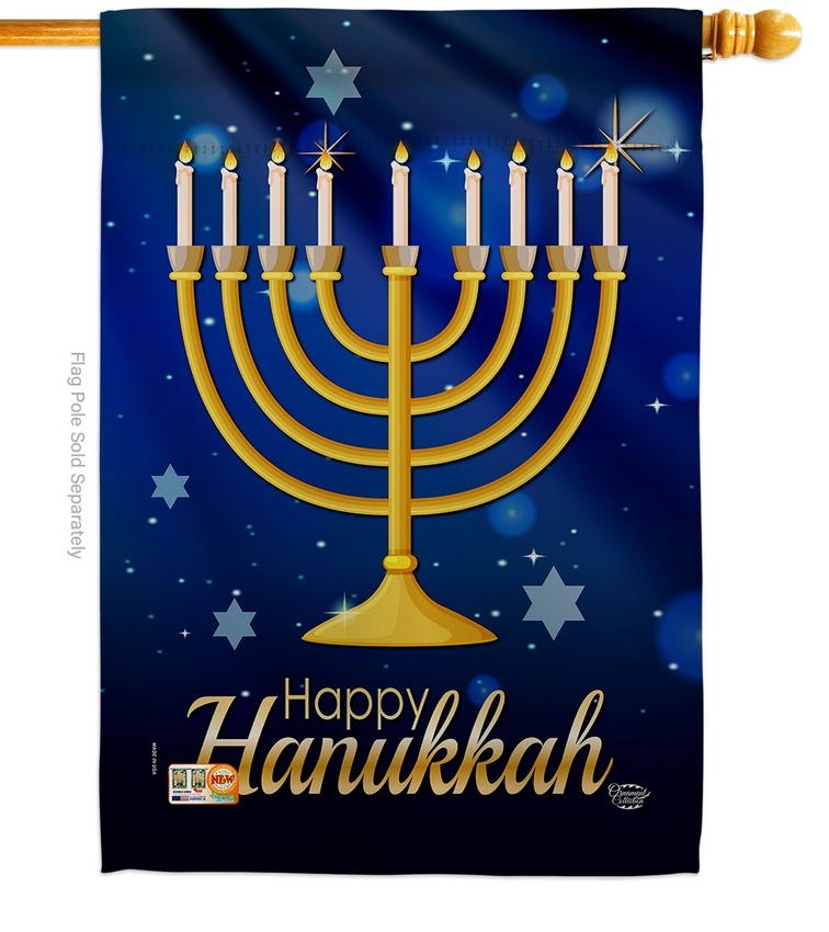 Happy Hanukkah Light House Flag