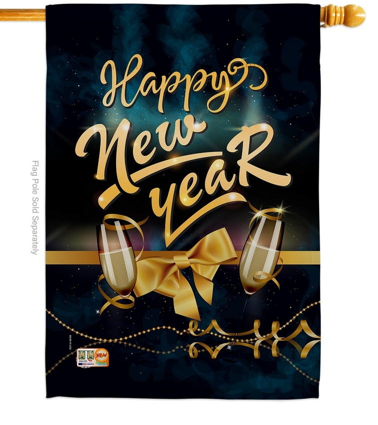 Cheerful New Year House Flag