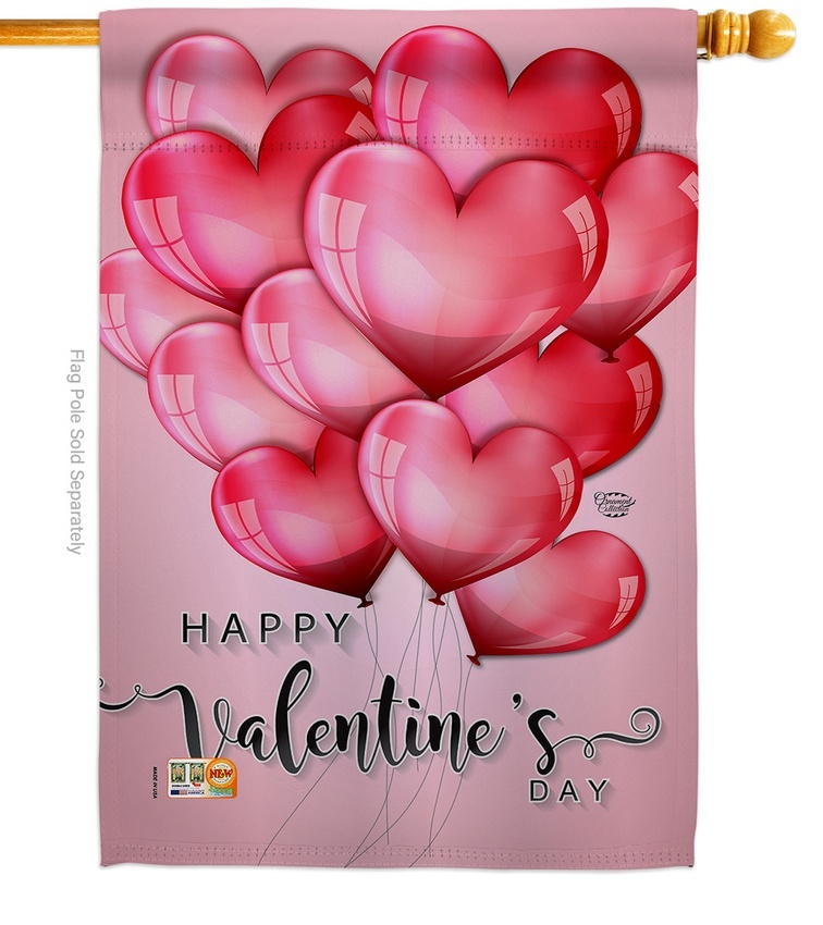 Happy Love Balloons House Flag