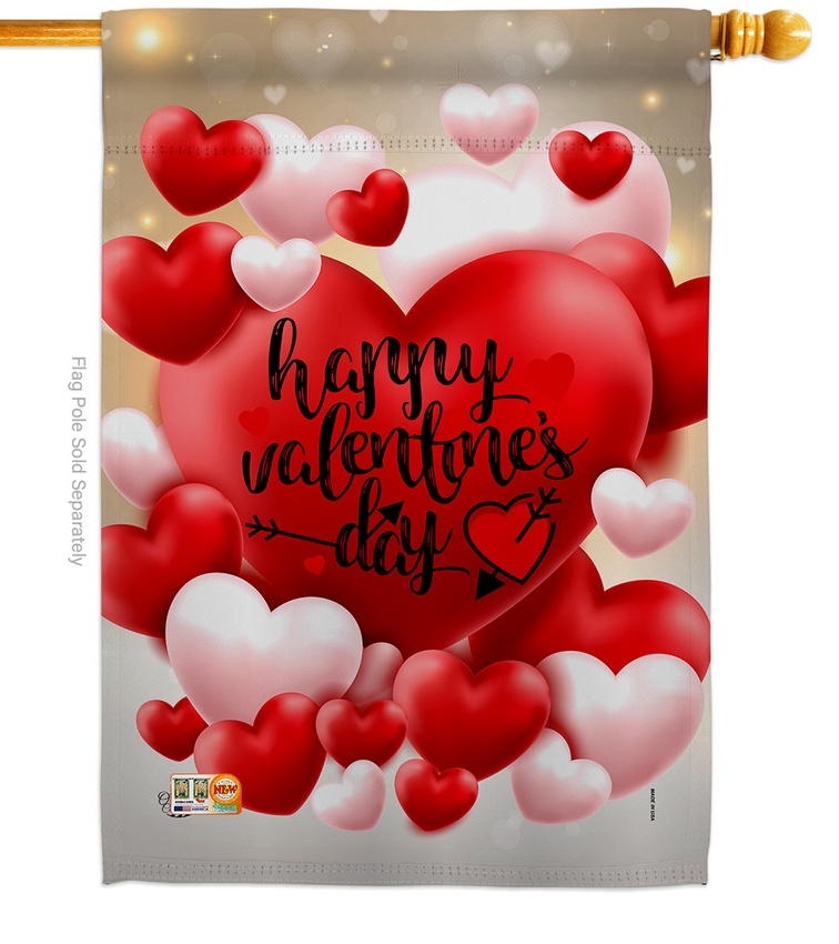 Pop Hearts Valentines Day House Flag